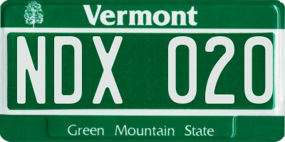 VT license plate NDX020