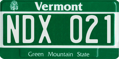 VT license plate NDX021