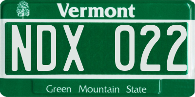 VT license plate NDX022