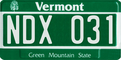 VT license plate NDX031