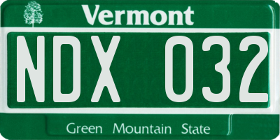 VT license plate NDX032