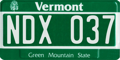 VT license plate NDX037