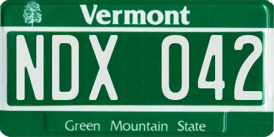VT license plate NDX042