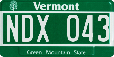 VT license plate NDX043
