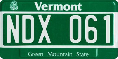 VT license plate NDX061