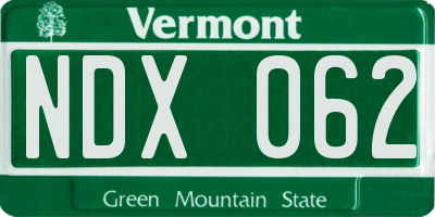 VT license plate NDX062