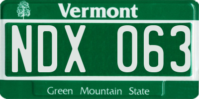 VT license plate NDX063