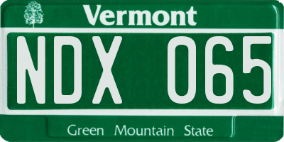 VT license plate NDX065