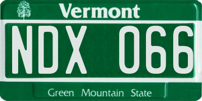 VT license plate NDX066