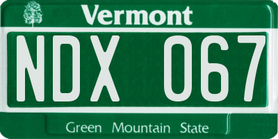VT license plate NDX067