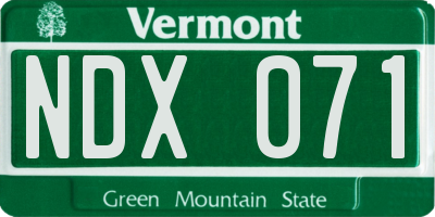 VT license plate NDX071