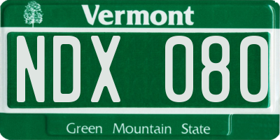 VT license plate NDX080