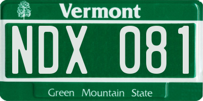 VT license plate NDX081