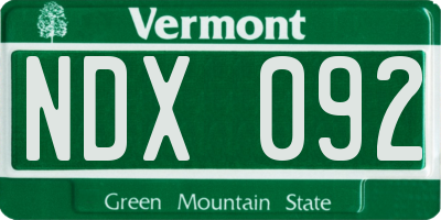VT license plate NDX092