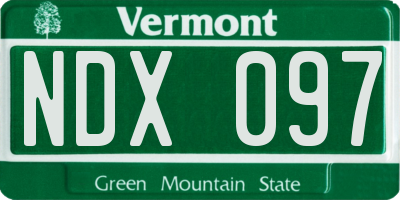 VT license plate NDX097