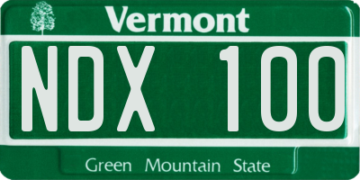 VT license plate NDX100