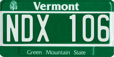 VT license plate NDX106