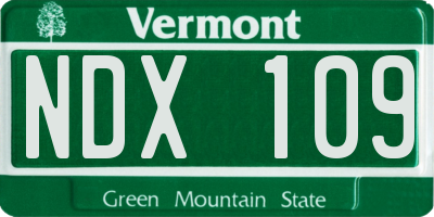 VT license plate NDX109