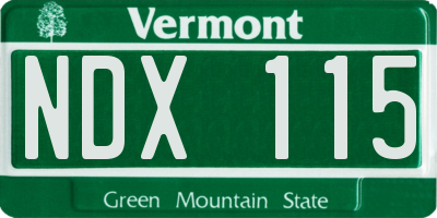VT license plate NDX115