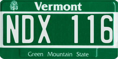 VT license plate NDX116
