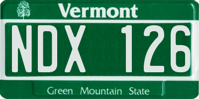 VT license plate NDX126