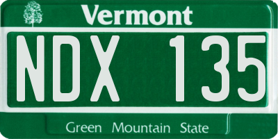 VT license plate NDX135