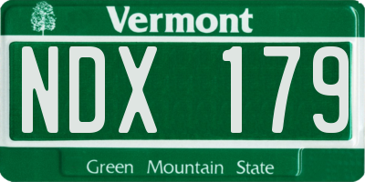 VT license plate NDX179
