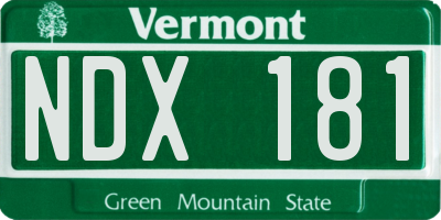 VT license plate NDX181