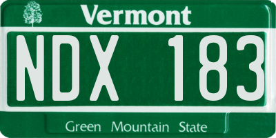 VT license plate NDX183