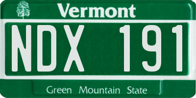 VT license plate NDX191