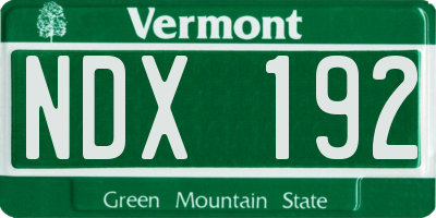 VT license plate NDX192