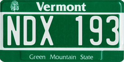 VT license plate NDX193
