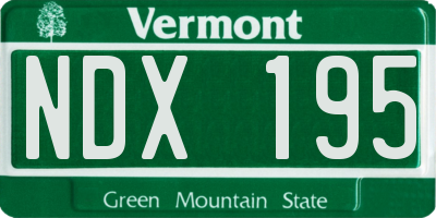 VT license plate NDX195