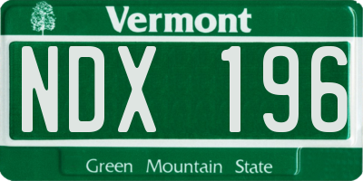 VT license plate NDX196