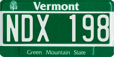 VT license plate NDX198