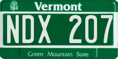 VT license plate NDX207