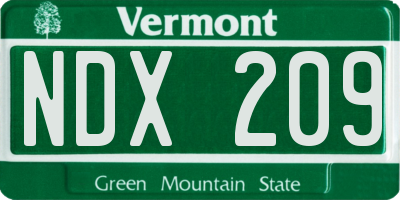 VT license plate NDX209