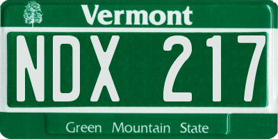VT license plate NDX217