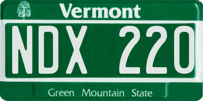 VT license plate NDX220
