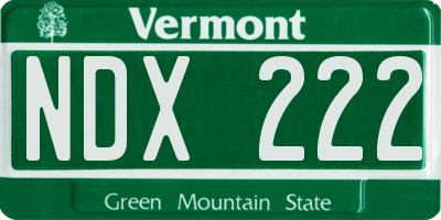 VT license plate NDX222