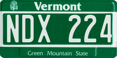 VT license plate NDX224