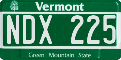 VT license plate NDX225