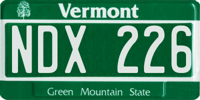 VT license plate NDX226