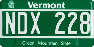 VT license plate NDX228