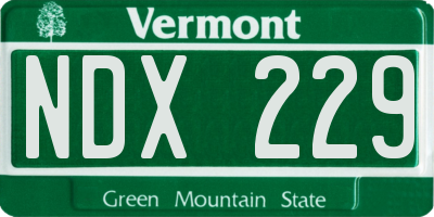 VT license plate NDX229