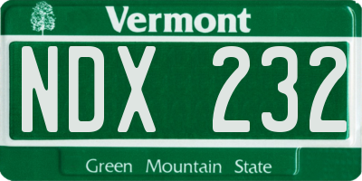 VT license plate NDX232