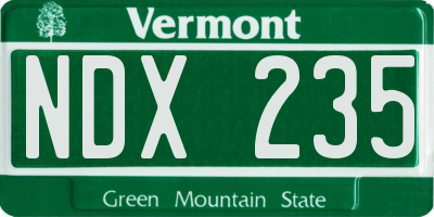 VT license plate NDX235