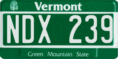 VT license plate NDX239