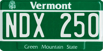 VT license plate NDX250