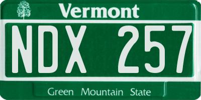 VT license plate NDX257